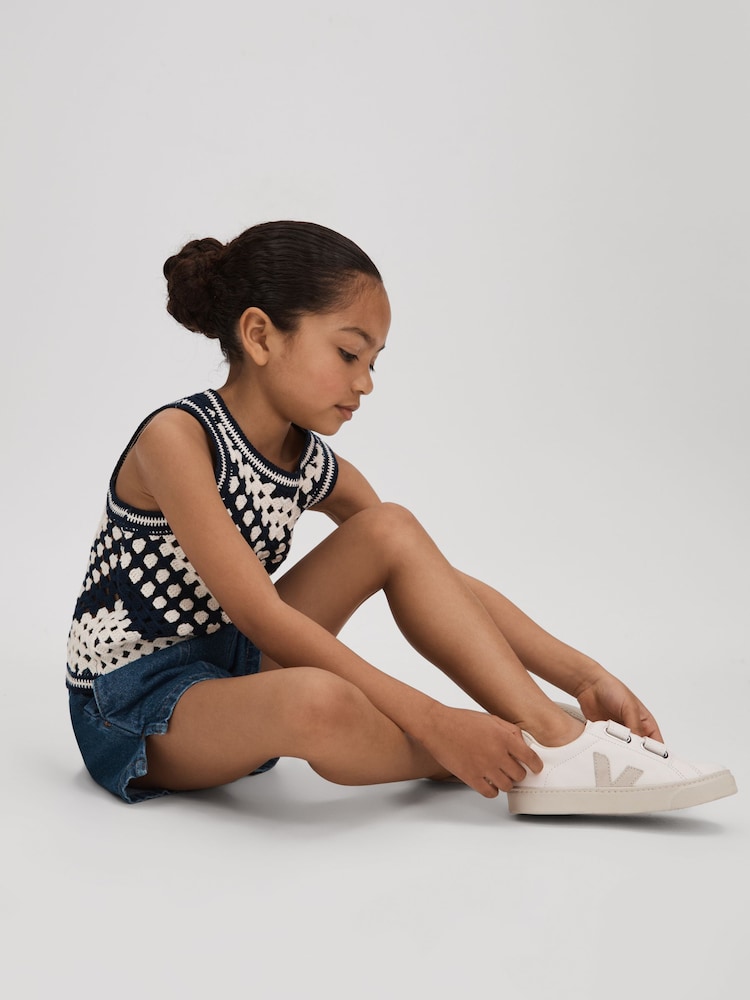 Reiss Ivory Sabrina 9-13 yrs Crochet Cotton Crew Neck Vest - Image 1 of 4 Reiss Ivory Sabrina 9-13 yrs Crochet Cotton Crew Neck Vest - Image 1 of 4