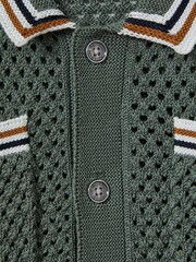 Reiss Dark Sage Green Coulson 13-14 yrs Crochet Contrast Trim Shirt - Image 5 of 5