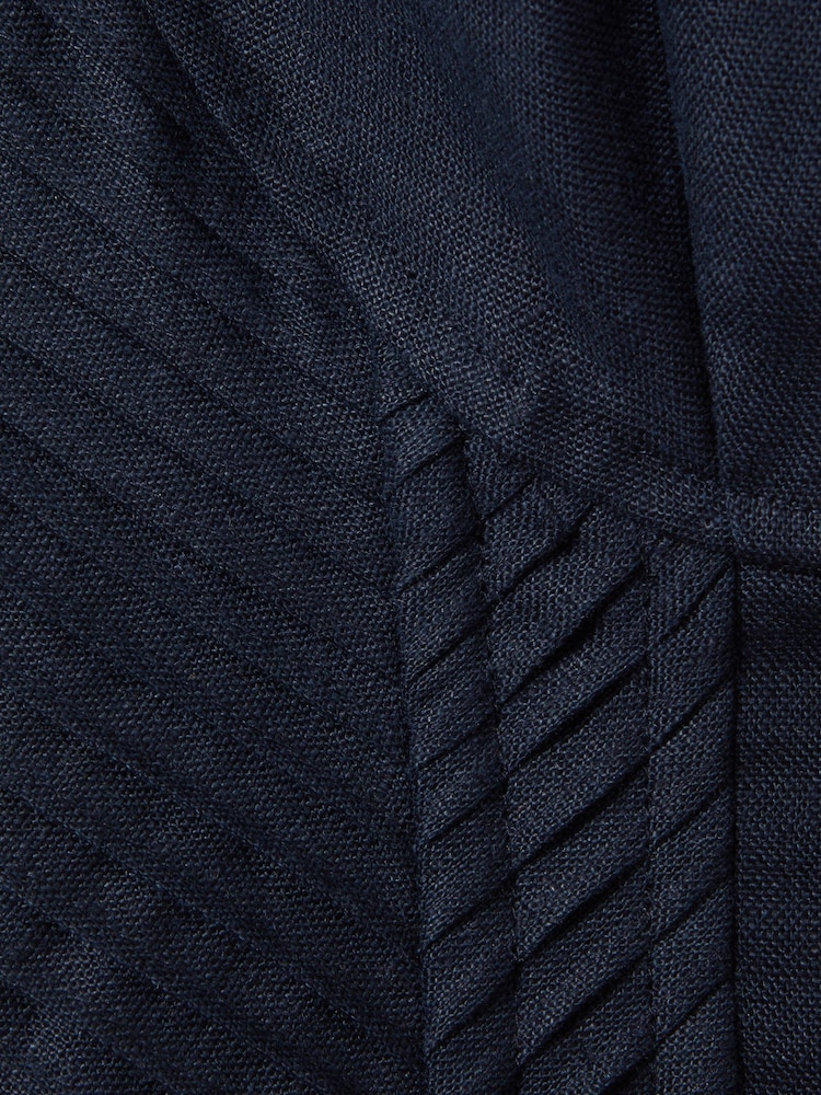 Reiss Navy Etta 100% Linen Corset Midi Dress - Image 5 of 5