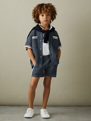 Reiss Airforce Blue Coulson 13-14 yrs Crochet Contrast Trim Shirt - Image 3 of 5