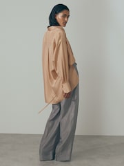 Reiss Camel Mirabelle Oversized Pocket Button-Through Shirt - Image 4 of 6