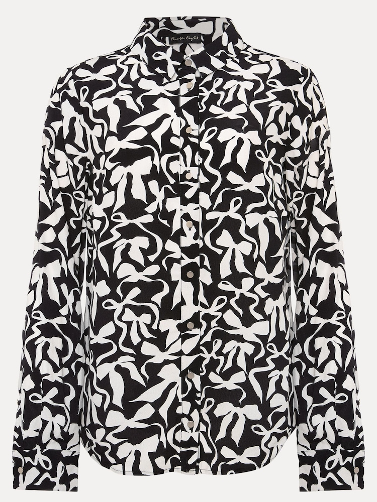 Phase Eight Black Abstract Era Bow Blouse - Image 1 of 8