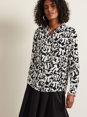 Phase Eight Black Abstract Era Bow Blouse - Image 2 of 8