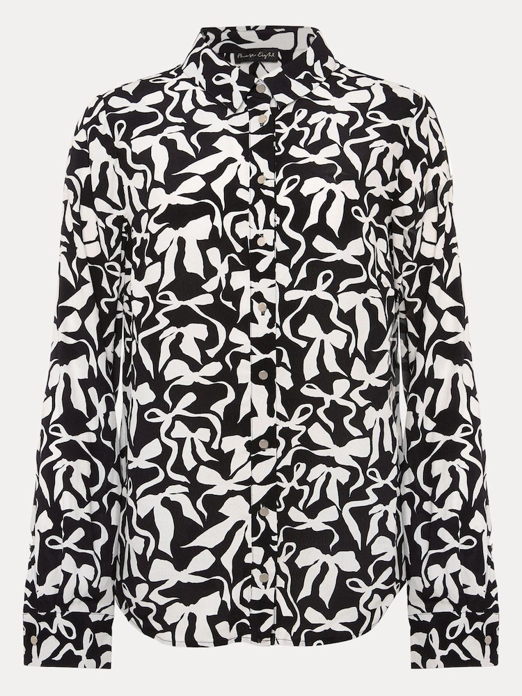 Phase Eight Black Abstract Era Bow Blouse - Image 8 of 8