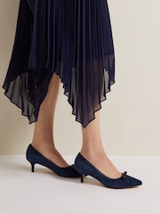 Phase Eight Blue Bow Kitten Heel Shoes - Image 1 of 7