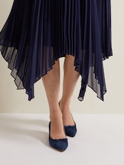 Phase Eight Blue Bow Kitten Heel Shoes - Image 2 of 7