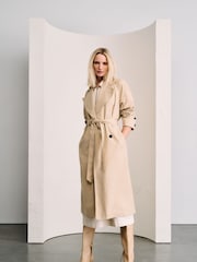 Phase Eight Neutral Brown Button Detail Sandy Trench - Image 3 of 9