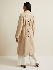 Phase Eight Neutral Brown Button Detail Sandy Trench - Image 4 of 9