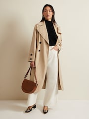 Phase Eight Neutral Brown Button Detail Sandy Trench - Image 5 of 9