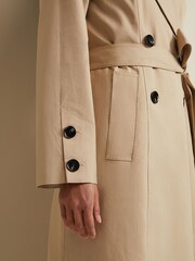 Phase Eight Neutral Brown Button Detail Sandy Trench - Image 6 of 9
