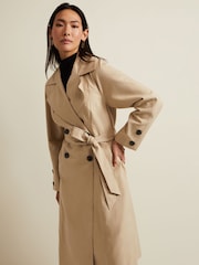Phase Eight Neutral Brown Button Detail Sandy Trench - Image 8 of 9