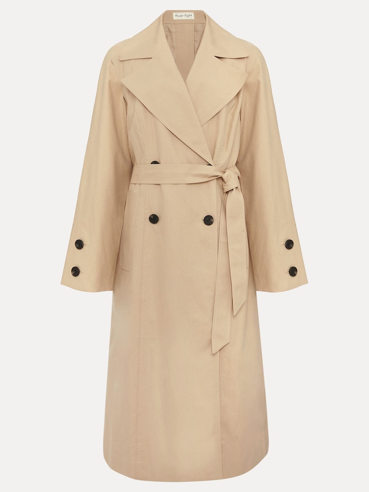 Phase Eight Neutral Brown Button Detail Sandy Trench - Image 9 of 9