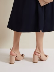 Phase Eight Natural Bow Front Slingback Block Heel Shoes - Image 2 of 7