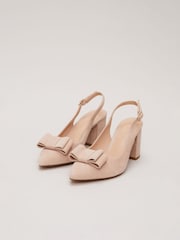 Phase Eight Natural Bow Front Slingback Block Heel Shoes - Image 5 of 7