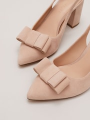 Phase Eight Natural Bow Front Slingback Block Heel Shoes - Image 6 of 7