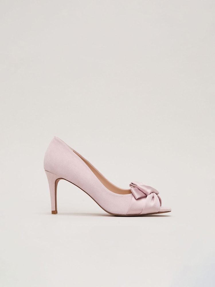 Phase Eight Pink Satin Twist Peep Toe Shoes - Image 1 of 9 Phase Eight Pink Satin Twist Peep Toe Shoes - Image 1 of 9