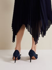 Phase Eight Blue Suede Bow Front Court Shoes - Image 2 of 8