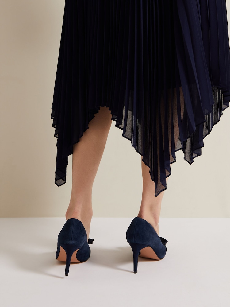 Phase Eight Blue Suede Bow Front Court Shoes - Image 2 of 8