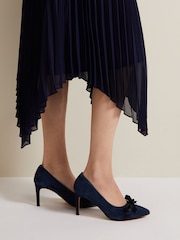 Phase Eight Blue Suede Bow Front Court Shoes - Image 4 of 8