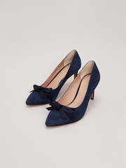 Phase Eight Blue Suede Bow Front Court Shoes - Image 6 of 8