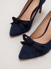 Phase Eight Blue Suede Bow Front Court Shoes - Image 7 of 8