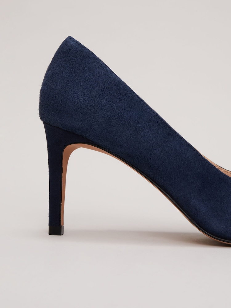 Phase Eight Blue Suede Bow Front Court Shoes - Image 8 of 8