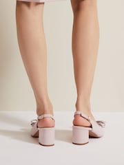 Phase Eight Pink Bow Front Block Heel Shoes - Image 2 of 7