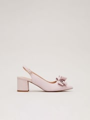 Phase Eight Pink Bow Front Block Heel Shoes - Image 5 of 7