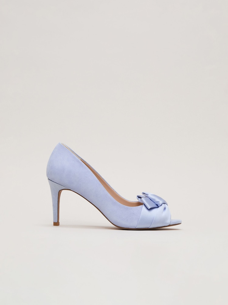 Phase Eight Blue Satin Twist Peep Toe Shoes - Image 1 of 9