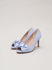 Phase Eight Blue Satin Twist Peep Toe Shoes - Image 2 of 9