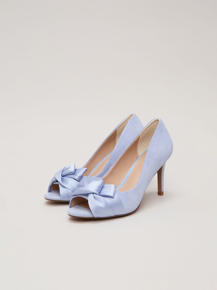 Phase Eight Blue Satin Twist Peep Toe Shoes - Image 2 of 9