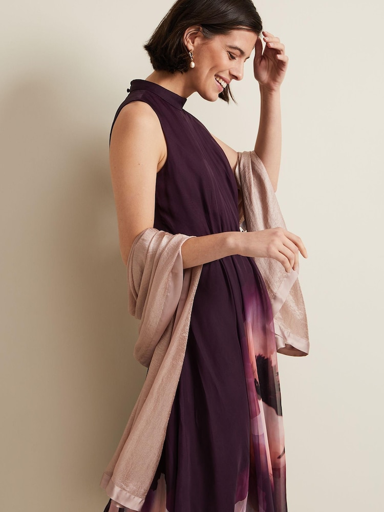 Phase Eight Pink Satin Trim Scarf - Image 2 of 5