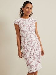 Phase Eight Pink Petite Petite Karima Tapework Midi Dress - Image 1 of 5