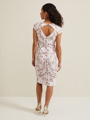 Phase Eight Pink Petite Petite Karima Tapework Midi Dress - Image 2 of 5