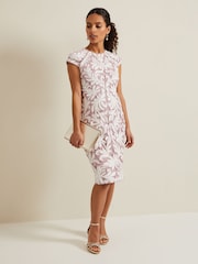 Phase Eight Pink Petite Petite Karima Tapework Midi Dress - Image 3 of 5
