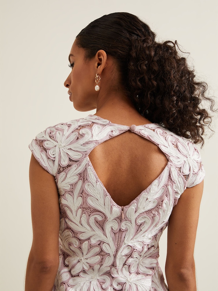 Phase Eight Pink Petite Petite Karima Tapework Midi Dress - Image 5 of 5