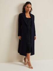 Phase Eight Blue Petite Petite Juliette Crepe Coat - Image 3 of 8
