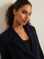 Phase Eight Blue Petite Petite Juliette Crepe Coat - Image 5 of 8