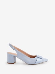 Phase Eight Blue Suede Buckle Block Heel Shoes - Image 4 of 7