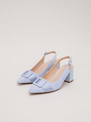 Phase Eight Blue Suede Buckle Block Heel Shoes - Image 5 of 7