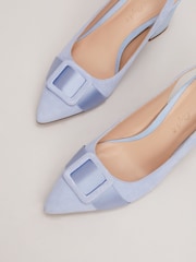Phase Eight Blue Suede Buckle Block Heel Shoes - Image 6 of 7