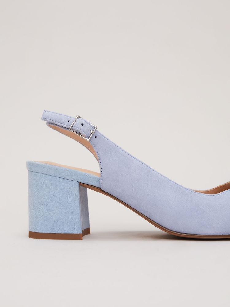 Phase Eight Blue Suede Buckle Block Heel Shoes - Image 7 of 7