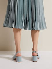 Phase Eight Green Suede Buckle Block Heel Shoes - Image 2 of 8