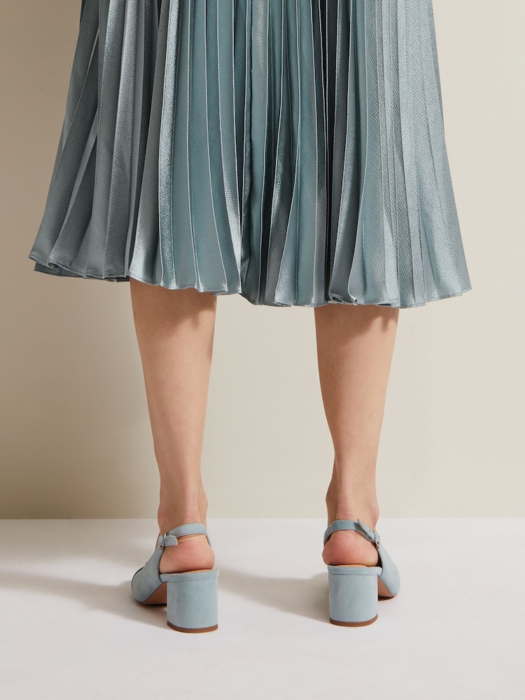 Phase Eight Green Suede Buckle Block Heel Shoes - Image 2 of 8