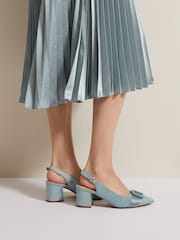 Phase Eight Green Suede Buckle Block Heel Shoes - Image 4 of 8