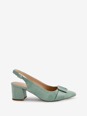 Phase Eight Green Suede Buckle Block Heel Shoes - Image 5 of 8