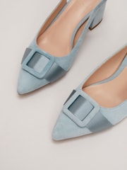 Phase Eight Green Suede Buckle Block Heel Shoes - Image 7 of 8
