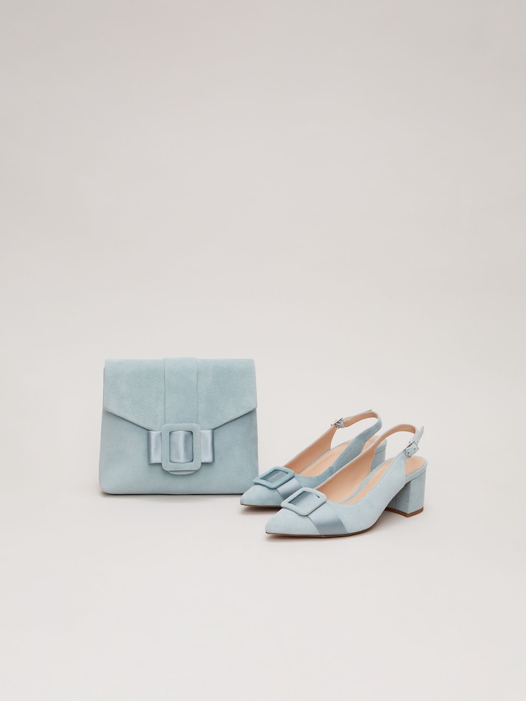 Phase Eight Green Suede Buckle Block Heel Shoes - Image 8 of 8