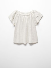 Mango White Shiny Textured T-Shirt - Image 3 of 5