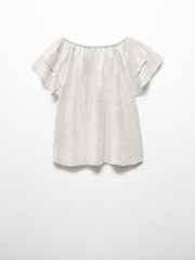 Mango White Shiny Textured T-Shirt - Image 4 of 5